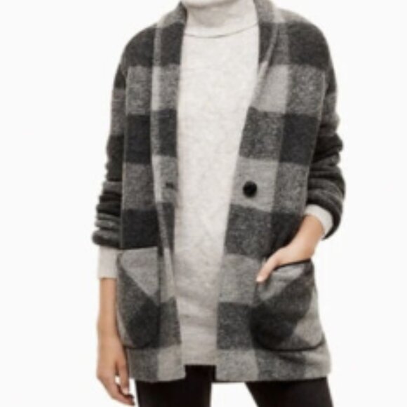 Aritzia Wilfred Free Off Duty Wool Paid Grey Jacket Small - Picture 1 of 13